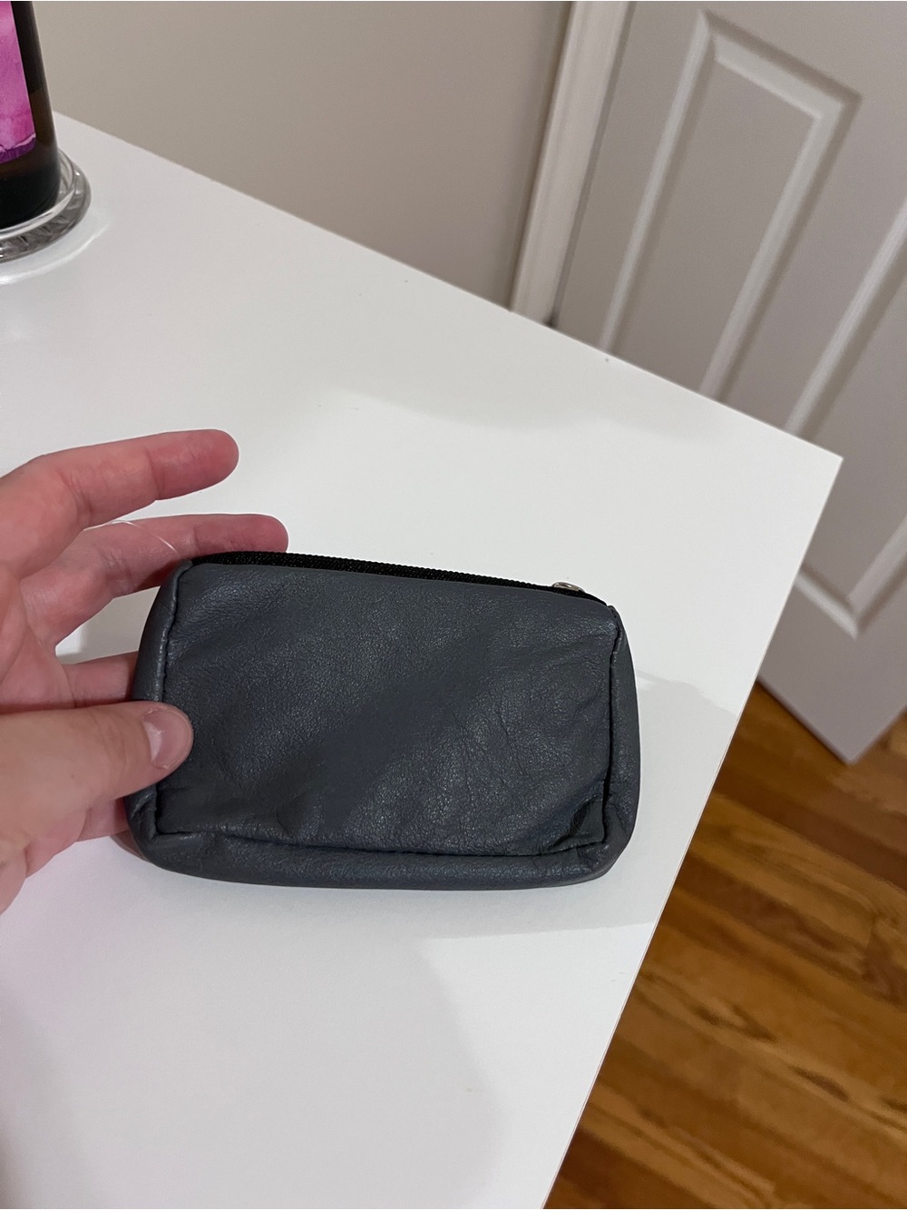 Small Black Leather Zip Wallet